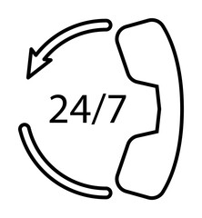 Aufkleber - call center 24 7 icon. Element of mobile banking for smart concept and web apps. Thin line call center 24 7 icon can be used for web and mobile