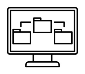 Aufkleber - folders on the monitor icon. Element of mobile banking for smart concept and web apps. Thin line folders on the monitor icon can be used for web and mobile