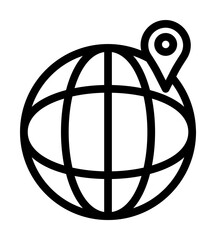 Aufkleber - pin on the globe icon. Element of navigation for mobile concept and web apps. Thin line pin on the globe icon can be used for web and mobile