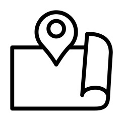 Aufkleber - expanded map with pin icon. Element of navigation for mobile concept and web apps. Thin line expanded map with pin icon can be used for web and mobile