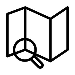 Aufkleber - magnifier on the expanded map icon. Element of navigation for mobile concept and web apps. Thin line magnifier on the expanded map icon can be used for web and mobile