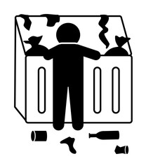 Poster - garbage poor man icon. Element of poor man illustration. Premium quality graphic design icon. Signs and symbols collection icon for websites, web design, mobile app
