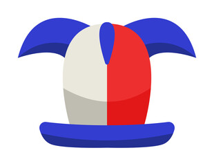 Poster - fan cap with horns illustration. Element of fans accessory for mobile concept and web apps. Colored in Russian national flag fan cap with horns flat can be used for web and mobile