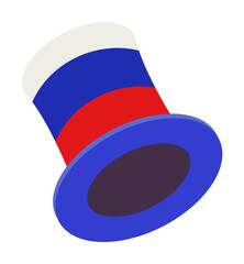 Aufkleber - fan cylinder hat illustration. Element of fans accessory for mobile concept and web apps. Colored in Russian national flag fan cylinder hat flat can be used for web and mobile