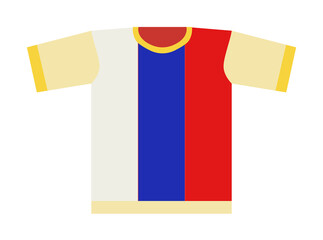 Poster - fan T-shirt illustration. Element of fans accessory for mobile concept and web apps. Colored in Russian national flag fan T-shirt flat can be used for web and mobile