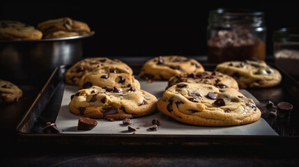 Canvas Print - Chocolate Chip Cookies Generative AI