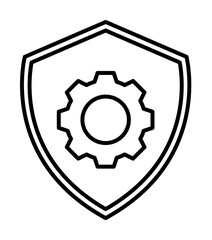 Aufkleber - mechanism in the shield line icon. Element of cyber security icon for mobile concept and web apps. Thin line mechanism in the shield icon can be used for web and mobile