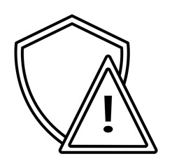 Aufkleber - shield and warning sign icon. Element of cyber security icon for mobile concept and web apps. Thin line shield and warning sign icon can be used for web and mobile