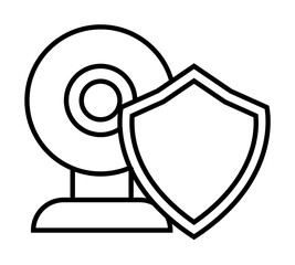 Aufkleber - shield in web camera icon. Element of cyber security icon for mobile concept and web apps. Thin line shield in web camera icon can be used for web and mobile