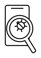 Aufkleber - look for bugs in a smart phone icon. Element of cyber security icon for mobile concept and web apps. Thin line look for bugs in a smart phone icon can be used for web and mobile