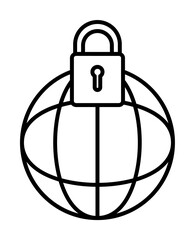 Aufkleber - lock in globe icon. Element of cyber security icon for mobile concept and web apps. Thin line lock in globe icon can be used for web and mobile
