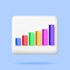 Poster - 3D Growth Stock Diagram Isolated. Render Stock Bars Shows Growth or Success. Financial Item, Business Investment, Financial Market Trade. Money and Banking. Vector Illustration