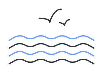 Aufkleber - gulls on the sea icon. Element of web icon with one color for mobile concept and web apps. Thin line gulls on the sea icon can be used for web and mobile. Premium icon