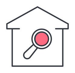 Aufkleber - in search of a home icon. Element of web icon with one color for mobile concept and web apps. Thin line in search of a home icon can be used for web and mobile. Premium icon