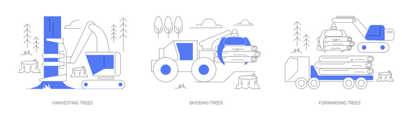 Sticker - Logging trees abstract concept vector illustrations.