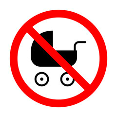 Aufkleber - stroller prohibited icon. Element of ptohibited sign for mobile concept and web apps. Sign of stroller prohibited icon can be used for web and mobile