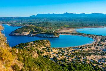 Wall Mural - Panorama view of Voidokilia Beach in Greece