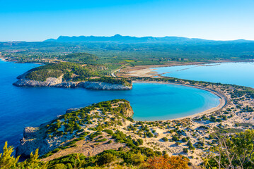 Wall Mural - Panorama view of Voidokilia Beach in Greece