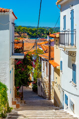 Colorful street of Greek town Koroni