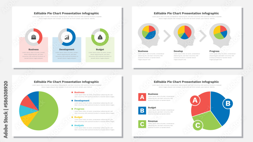 Pie chart infographic presentation template Editable Stock Vector ...