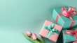 Mother's day, flowers and gift box, generative ai