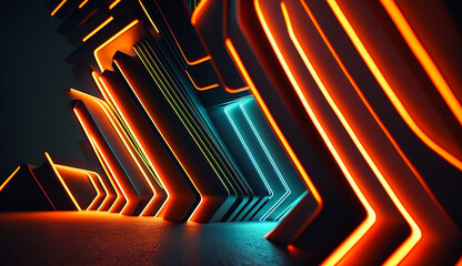 abstract futuristic neon background with glowing ascending lines. Fantastic wallpaper, element for banners, background, wallpaper, AI