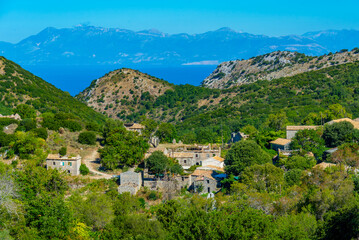 Panorama view of Greek village Old perithia at island Corfu