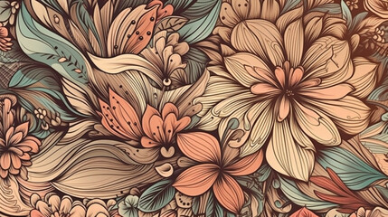 Poster - Floral and botanical line art background Generative AI