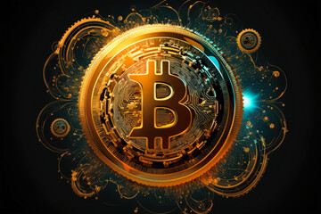 Wall Mural - Bitcoin - The ultimate coin of the digital age, Bitcoin is making waves in the global finance market - ai generated