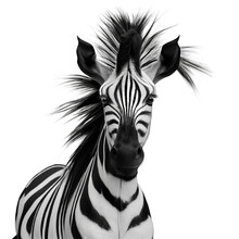 Studio Portrait Of Black And White Zebra. Generative AI. 