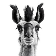 Studio Portrait Of Black And White Adorable Llama. Generative AI. 