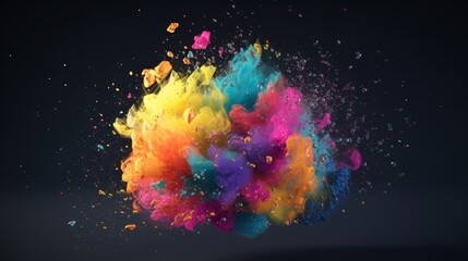 Poster - Abstract digital design with vivid liquid colors and splashes on a darker background. Generative ai