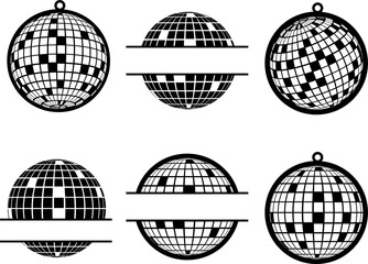 Wall Mural - Disco ball icon . Party. Dj. Night Club. Mirror glitter disco ball.