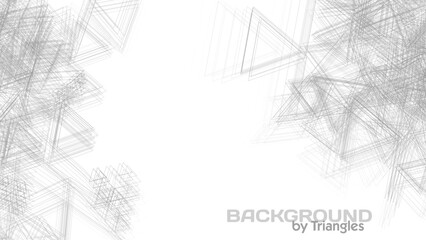 Poster - Triangular abstraction with chaotic triangles by thin gray lines. Vector graphics