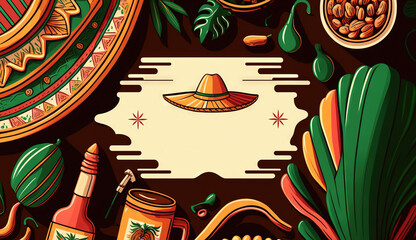 Cinco de mayo holiday background with copy space for text generative ai