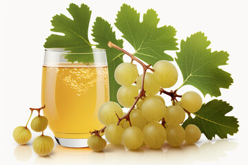 Wall Mural - Isolated on White Background Gooseberry Juice Generative Ai 