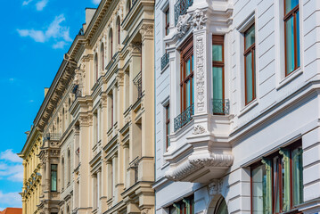 Historical houses in the old town of Leipzig, Germany