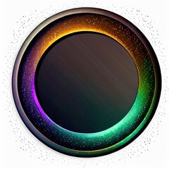 Wall Mural - An empty colorful stonelike circle frame on white background. Natural rock texture, northern light colors. Ai generated abstract illustration with a circle frame made of vivid stone.