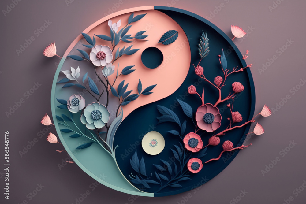 Ilustración de Stock Paper art in form of a symbol of yin and yang from ...
