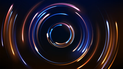 Wall Mural - Gold and Blue Circle Motion Effect, Vector Illustration