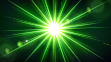 green flare light with lens flare, vector illustration