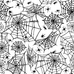 Canvas Print - Spider cobweb seamless pattern with pixel style