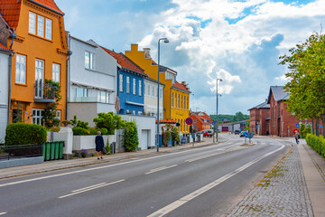 Wall Mural - Colorful street in Danish town Faaborg