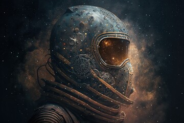 Wall Mural - an unfathomable machine wearing a mask of stars generative ai