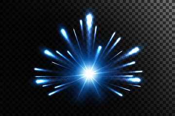 Wall Mural - Blue Rays with Particle Explosion, Vector Illustration