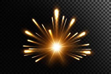Wall Mural - Fire Rays with Particle Explosion, Vector Illustration