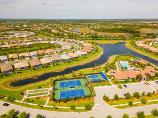 Wall Mural - Aerial photo neighborhoods in Vero Beach Florida USA with amenities