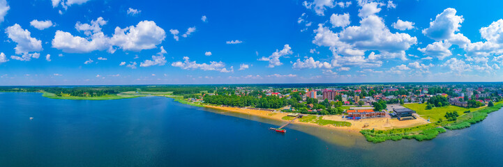 Aerial view of Tamula beach at Võru in Estonia