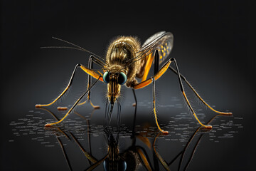 mosquito on black background created with generative AI technology