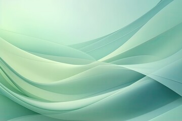 Poster - green and white abstract background with flowing waves. Generative AI